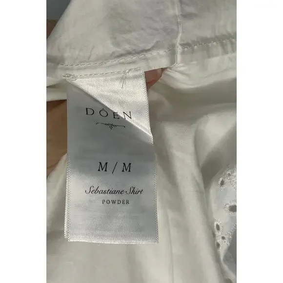 DOEN Sz M Medium Sebastiane Skirt Midi Scalloped Ivory Powder A-Line - Picture 4 of 16